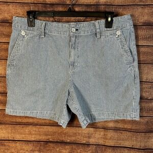 VTG Lauren Ralph Lauren Jeans Co Womens Blue Pinstriped Cotton Shorts Size 16
